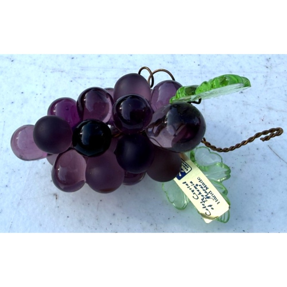 Color Crystal of Bohemia Margas Genuine Mini Purple Grape Cluster 2.5" Long